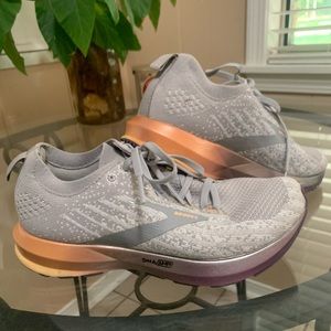 Brooks Running Shoes Light gray with purple/orange sole